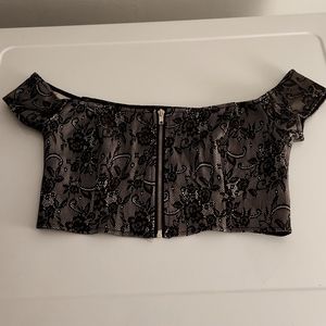 Lace off shoulder crop top